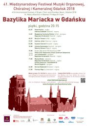 41. Międzynarodowy Festiwal Muzyki Organowej, Chóralnej i Kameralnej Gdańsk 2018