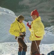 Himalaiści Anna Okopińska - jedyna kobieta uczestnicząca w wyprawie na Lhotse i Marek Kowalczyk w pierwszym obozie pod Lhotse. Fot. Mirek Wiśniewski