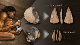 Proces wytwarzania narzędzi i narzędzia z epoki kamienia w zależności od przeznaczenia. Fot. Eiki Suga, Reiko Matsushita