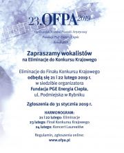 23. Ogólnopolski Festiwal Piosenki Artystycznej ELIMINACJE