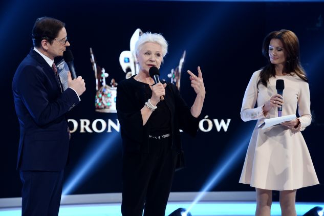 Na pytania o wrażenia z pracy nad rolą królowej Jadwigi odpowiadała Halina Łabonarska (fot. Jan Bogacz/TVP)
