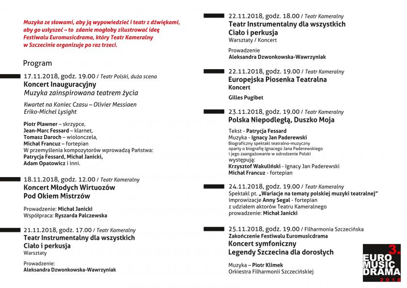 Festiwal Euromusicdrama III 2018