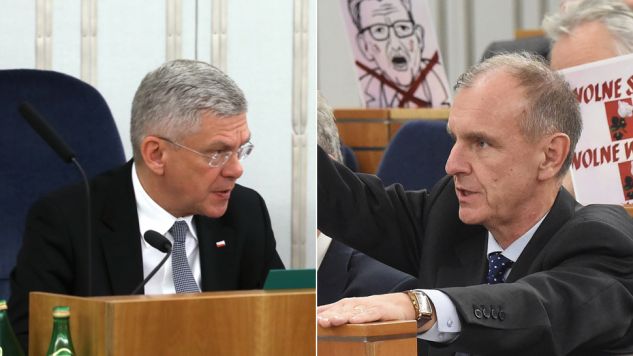 Marszałek Stanisław Karczewski  (L), senator PO Bogdan Klich (P) (fot. PAP/Rafał Guz , Radek Pietruszka)