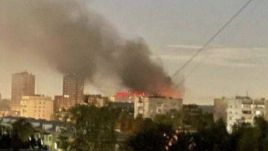 Smoke rises from a damaged building in Moscow following the Ukrainian drone attack. Photo via X/@EuromaidanPR