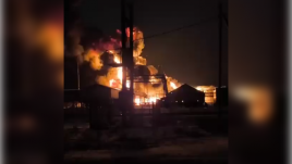 Russian news outlets published photos showing a major fire and said local people had reported multiple explosions. Photo: X/@kvistp