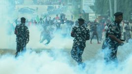 Illustrative image. Police clash with anti-government protesters in Abuja on August 1, 2024. Photo: Getty Images