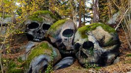 Tomasz Miroszkin’s macabre mural takes inspiration from the name of the rock formation. Photo: Facebook / Tomasz Miroszkin