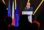 Prezydent Andrzej Duda podczas wystąpienia na XXX Międzynarodowym Salonie Przemysłu Obronnego w Kielcach (fot. PAP/Wojtek Jargiło)