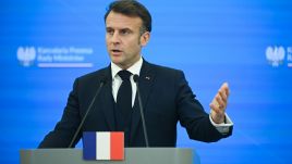 Macron was in Warsaw to discuss European support for Ukraine with Poland's prime minister, Donald Tusk. Photo: PAP/Marcin Obara