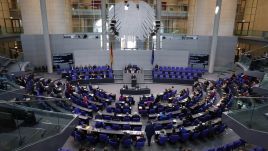 Interior view of the Reichstag, a building where seats the German parliament, Bundestag. Photo by Sean Gallup/Getty Images