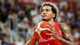 Jeremy Sochan during a friendly basketball match against the Philippines in southern Polish city of Sosnowiec. Photo:Jarek Praszkiewicz/ PAP