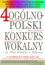 4 OGÓLNOPOLSKI KONKURS WOKALNY IM. FELICJI KRYSIEWICZ W BYDGOSZCZY