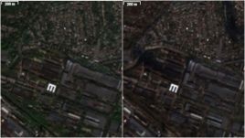 The Pivdenmash plant in Dnipro on October 10 (L) and November 24 (R), one day after it was struck by a Russian Oreshnik IRBM. Photos: Copernicus via @romanov_92