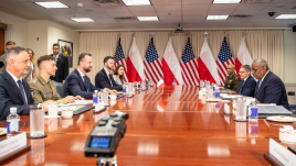 Polish Defense Minister Wladyslaw Kosiniak-Kamysz meets U.S. Secretary of Defense Lloyd Austin. Photo: Władysław Kosiniak Kamysz/ X