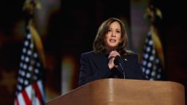 Kamala Harris made the pledge in a powerful address on Thursday night at the Democratic National Convention. Photo: Justin Sullivan/Getty Images