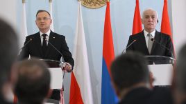 Andrzej Duda met his Armenian counterpart Vahagn Khachaturian on Tuesday. Photo: PAP/Marcin Obara