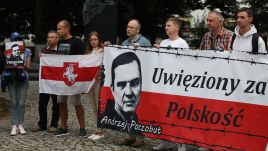 Protest in solidarity with imprisoned Andrzej Poczobut, journalist and activist of the Union of Poles in Belarus, in Bialystok, on 25 August 2024. Photo by: Artur Reszko via PAP