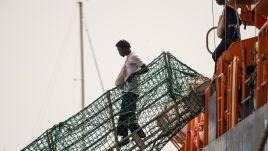 The first ship carrying migrants to be processed abroad arrived in Albania on Wednesday. Photo: Getty Images