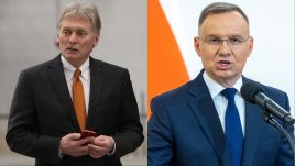 Polish President Andrzej Duda (R) Russian Presidential Spokesman Dmitry Peskov (L) Photo: Contributor/Getty Images; Andrzej Iwanczuk/NurPhoto via Getty Images; 