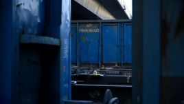 PKP Cargo freight train cars are standing parked in a yard in Warsaw, Poland Photo by Aleksander Kalka/NurPhoto via Getty Images