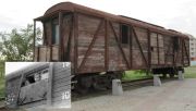A rail car similar to the one used during the deportation of Crimean Tatars; Tatar children in a cattle car. Photos: Rartat, own work, Wikimedia Commons