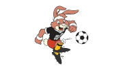 Uśmiechnięty królik ubrany w barwy RFN to maskotka ME w 1988 r. Fot. Materiały prasowe UEFA