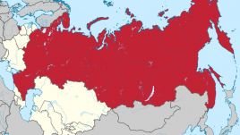 Republics of the Soviet Union, the Russian Federative Soviet Socialist Republic highlighted in red. Image: Milenioscuro, own work, Wikimedia Commons