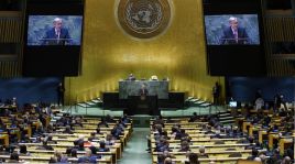 W Nowym Jorku rozpoczęła się 76. sesja Zgromadzenia Ogólnego ONZ (fot. PAP/EPA/EDUARDO MUNOZ / POOL)