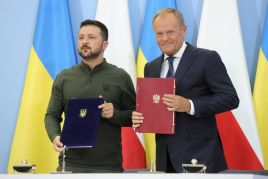 Ukrainian President Volodymyr Zelenskyy and Poland's Prime Minister Donald Tusk met in Warsaw on Monday. Photo: PAP/Rafał Guz