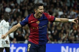 Robert Lewandowski has netted 17 times in all competitions for Barcelona this season. Photo: PAP/EPA/JUANJO MARTIN