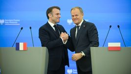 French President Emmanuel Macron met Polish PM Donald Tusk in Warsaw. Photo: PAP/Marcin Obara