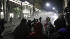 Thousands of protesters have taken to the streets for two consecutive nights. Photo by Mirian Meladze/Anadolu via Getty Images