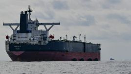 The vessel ANSHUN II transfering Russian crude oil, 20 miles off Ceuta, Spain.on March 5, 2023, The tankers and others were detained for transferring crude oil from Russia to reach the Asian markets despite Western sanctions. Photo By Antonio Sempere/Europa Press via Getty