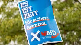 An election campaign placard of Alternative for Germany (AfD) reading “It is time for secure borders” stands on September 9, 2024, in Potsdam, Brandenburg, Germany. Photo: Maja Hitij/Getty Images