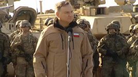 Prezydent Andrzej Duda spotkał się z żołnierzami bioracymi udział w ćwiczeniu Defender-Europe 20 (fot. tvp.info)