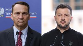 Poland’s Foreign Minister Radosław Sikorski (L) and President of Ukraine Volodymyr Zelenskyy (L). Photos: PAP/Leszek Szymański; Viktor Kovalchuk/Global Images Ukraine via Getty Images