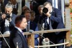 Prezydent  Andrzej Duda (C) podczas ogólnopolskich uroczystości dożynkowych na Jasnej Górze(fot. PAP/Waldemar Deska)