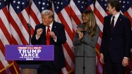 Stepping onstage at his election watch party, Trump said that the evening had been “a magnificent victory for the American people”. Photo by Joe Raedle/Getty Images