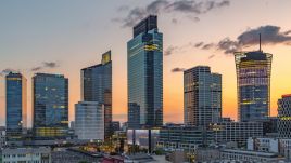 The 200-meter-tall Warsaw UNIT skyscraper, in the middle, was sold for €280 million. Photo via warsawunit.com