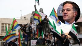 Syrian opposition supporters celebrate in the Israeli-annexed Golan Heights. NATO chief Mark Rutte called for the rebels to respect the rights of minorities. Photos: PAP/EPA/ABIR SULTAN; PAP/EPA/OLIVIER MATTHYS