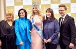 Fot. Ewa Kalinowska/Dyr. Kanału TVP Kobieta, Karolina Bielawska, Mateusz Szymkowiak, Julia Morley/Konferencja Miss World 2021 Karoliny Bielawskiej