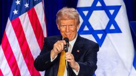 U.S. Republican presidential candidate Donald Trump speaks at an event billed as 'fighting antisemitism in America' in Washington, DC, September 19, 2024. Photo: PAP/EPA.