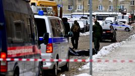 A view of the scene after Lt. Gen. Igor Kirillov and his assistant were killed in an explosion in Moscow. Photo: Sefa Karacan/Anadolu via Getty Images