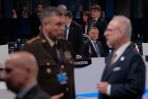 Prezydent RP Andrzej Duda (C) w drugim dniu posiedzenia Rady Północnoatlantyckiej z udziałem głów państw i szefów rządów państw NATO  w budynku IFEMA w Madrycie (fot.  PAP/Mateusz Marek)