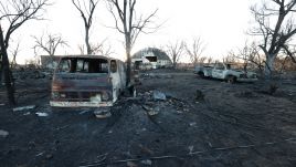  A view of burnt vehicles after a wildfire in Stinnett, Texas on March 1, 2024. Photo: Lokman Vural Elibol/Anadolu via Getty Images