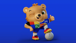 Maskotką Euro 2024 jest sympatyczny niedźwiadek Albaert. Co symbolizuje ten miś i kim byli jego poprzednicy? Oto wszystkie maskotki mistrzostw Europy w piłce nożnej. Fot. Materiały prasowe UEFA