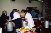 Refugees line up for food and drink. Photo: Frank Hempel/United Archives via Getty Images  