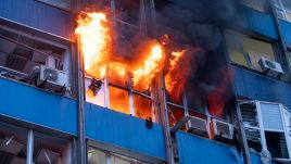 The bomb attack hit a residential area in the Ukrainian city of Zaporizhzhia. Photo by Zaporizhzhia Regional Military Administration / Handout/Anadolu via Getty Images