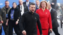 Whatever qualms he may be feeling, Volodymyr Zelenskyy, the Ukrainian president, congratulated the Republican leader. Photo by Janos Kummer/Getty Images