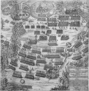 Battle of Klushino 1610, copperplate engraving from the 17th century